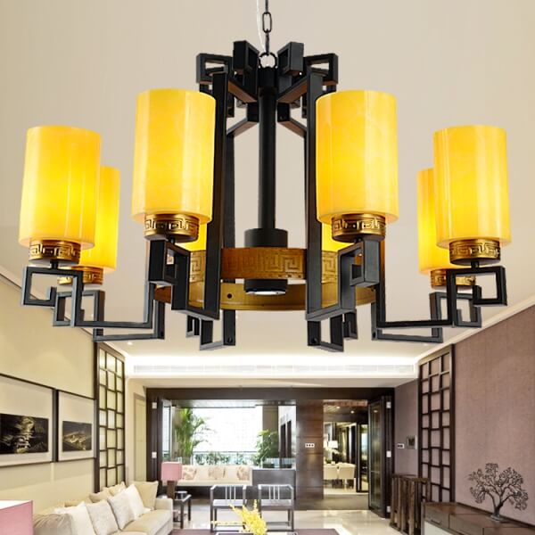 仿云石中式吊燈價格 手工烤漆中式玄關(guān)吊燈多少錢？